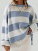 2026 Autumn Winter Round Neck Long Striped Knit Cross-Border European And American Women's Fashion Flared Sleeve_ecoleips.com