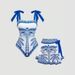 Women's Ethnic Print One-Piece Swimsuit Bow-Tie Design Slimming Fit for Beach And Resort Vacations_ecoleips.com