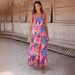 Cross-Border European And American Women's Fashion 2026 Bohemian Strap Flowy Long Printed Maxi Dress For Women_ecoleips.com
