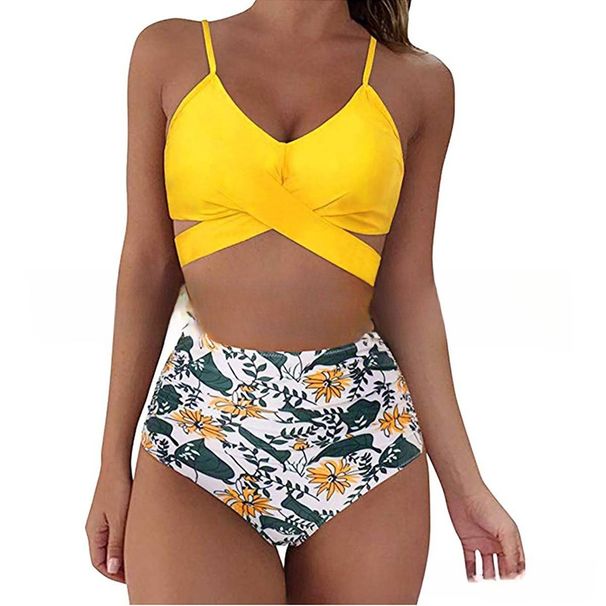 Sexy High-Waist Bikini Set With Leopard Print - Cross Back Design, Comfortable & Stylish Swimwear For Women_ecoleips.com