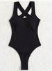Women's Triangle One Piece Swimsuit Backless Cross Over Sexy Swimwear Solid Color American Style Wire Free Adjustable_ecoleips.com