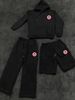 Solid Color Hoodie Set With Threaded Bottom For Men's And Women's Casual Sportswear, Sweatpants, Letter Hoodie, And Sweatpants Set_ecoleips.com