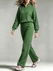Rib Knit 2 Piece Tracksuit, Lightweight Loungewear Set_ecoleips.com