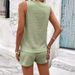 Women's Clothing Loose Sleeveless Mint Green Two Piece Suit Summer V Neck Casual Solid Color Button Decoration Hot Girl Vest Suit_ecoleips.com