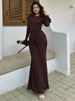 Mozision Flare Long Sleeve Draped Sexy Maxi Dress Women Gown Elegant O Neck High Waist Bodycon Club Party Long Dresses Female_ecoleips.com