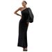 "Women's Solid Color Bodycon Dress - Asymmetrical Neckline & Backless Slit Design, Long Sleeve Fitted Dress, White/Black/Pink/Light Blue, XS-XXXL"_ecoleips.com