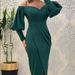 Women's Fashionable Off-Shoulder Slim Fit Dress Autumn Winter New Style Lantern Sleeve Irregular Design Cross Border_ecoleips.com