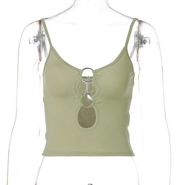 European And American Cross-border Women's Clothing 2026 New Summer Fashion Hollow-out Front Cropped Slim-fit Camisole_ecoleips.com