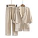 Women's Clothing Large Size Loose Temperament Casual Suit Cotton And Linen Long Sleeve Fashion Solid Color Sports Suit_ecoleips.com