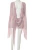 Beyprern Elegant Flare Sleeve V Neck Ruched Sheer Mesh Short Dress Pink Holiday Outfits Beach Cover-Up Dress Night Out Vestidos_ecoleips.com