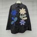 Women's Long Sleeve Blouse With Floral Embroidery, Loose Fit Oversized Shirt, Vintage Inspired Design For Casual Wear_ecoleips.com