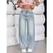 Women's American Straight Leg Jeans - Oversized High Waist Wide Leg Trousers For Summer_ecoleips.com