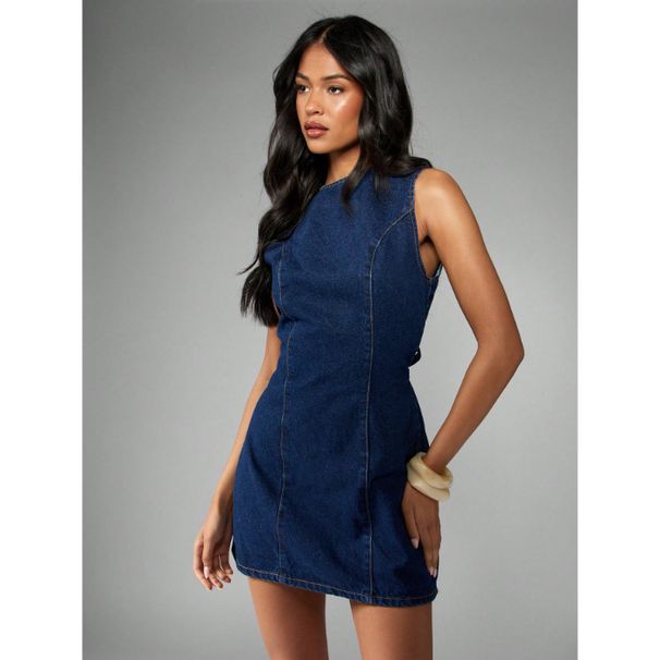 Women's Clothing Women's Fashionable Simple Denim Dress Style Back Tie Detail Women's Clothing For Formal & Casual For Women_ecoleips.com