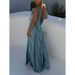 Elegant Solid Color Spliced Tie-Waist Long Maxi Dress With Adjustable Straps - Flattering A-Line Silhouette For Women_ecoleips.com