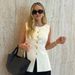 Trendy Knit Vest With Gold Buttons – Versatile Layering Piece For Women (Multiple Colors)_ecoleips.com
