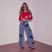 K Love Print Wide Leg Jeans Retro Loose Casual Jeans For Women_ecoleips.com