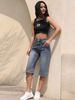 K New Women's Cowboy Mid Pants Breathable Quarter Pants Elastic High Waist Elastic Mid Pants_ecoleips.com