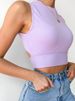 Women's Backless Crisscross Strap Bow Top Sleeveless Pullover round Neck Sweet Style for Winter 2024_ecoleips.com