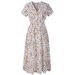 Cross-border Spring/Summer New European And American Chiffon Beach Printed V-neck Short Sleeve Bohemian Dress_ecoleips.com