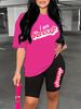 Summer Women's Casual Fashion Kenough Letter Print Loose T-shirt+shorts Two-piece Sportswear Suitable For Daily Wear-61_ecoleips.com