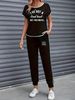 Women's Color Block Trim Casual Suit American Style Loose Fit Short Sleeve Spring Summer Autumn New_ecoleips.com