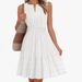 Women's Clothing Slim Waist Round Neck Pleated Cotton Linen Sleeveless Dress For Women Small V Best Selling_ecoleips.com