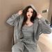 Hong Kong-style Casual Sports Outfit For Women, Popular Streetwear Shorts, Zip-up Hooded Sweatshirt Jacket, Camisole,_ecoleips.com