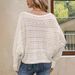 Women's Clothing Hollow Knitted Sweater Bat Sleeve Pullover One Shoulder Neck Off Shoulder Top_ecoleips.com