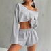 2026 New European And American Women's Clothing Loose V-neck Long-sleeved High-waisted Shorts Casual Two-piece Set_ecoleips.com