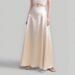 Elegant Satin A-Line Maxi Skirt For Women, High Waist Flowy Straight Long Skirt With Slit, Polyester Blend Skirt For Fall And Formal Occasions_ecoleips.com
