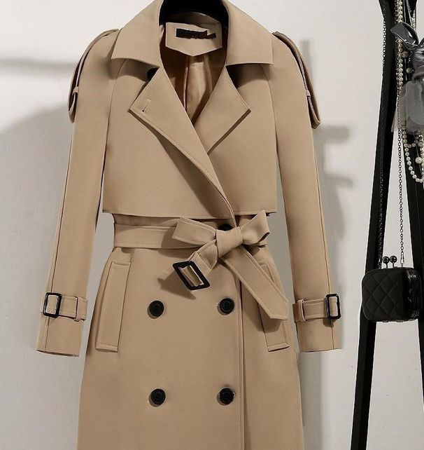 Women's Clothing Mid Length Trench Coat Autumn And Winter Slim Waist Slimming Atmospheric Ladies Warm Student Jacket_ecoleips.com