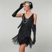 Retro Gatsby Evening Gown European And American Style Sequined Tassels V Neck plus Size Dress for Parties And Balls Women's Party Wear_ecoleips.com