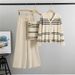 Women's Clothing Striped Knitted Cardigan, Suspenders, Wide Leg Pants, Fashionable Three Piece Suit_ecoleips.com