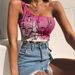 Aria Basics Aria Basics European And American 2021 Summer New Style Abstract Face Print Wrapped Chest Single Shoulder Tank Top T-Shirt_ecoleips.com
