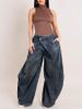 Women's Vintage Washed High-Waisted Reversible Waistband Jeans - Distressed Denim Pants (Blue, S-3XL)_ecoleips.com