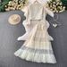 Inspired Elegance: Luxe Boucle Jacket & Sequin Mesh Dress Set (S-XXL, Beige/Purple, Office-to-Evening Versatility)_ecoleips.com