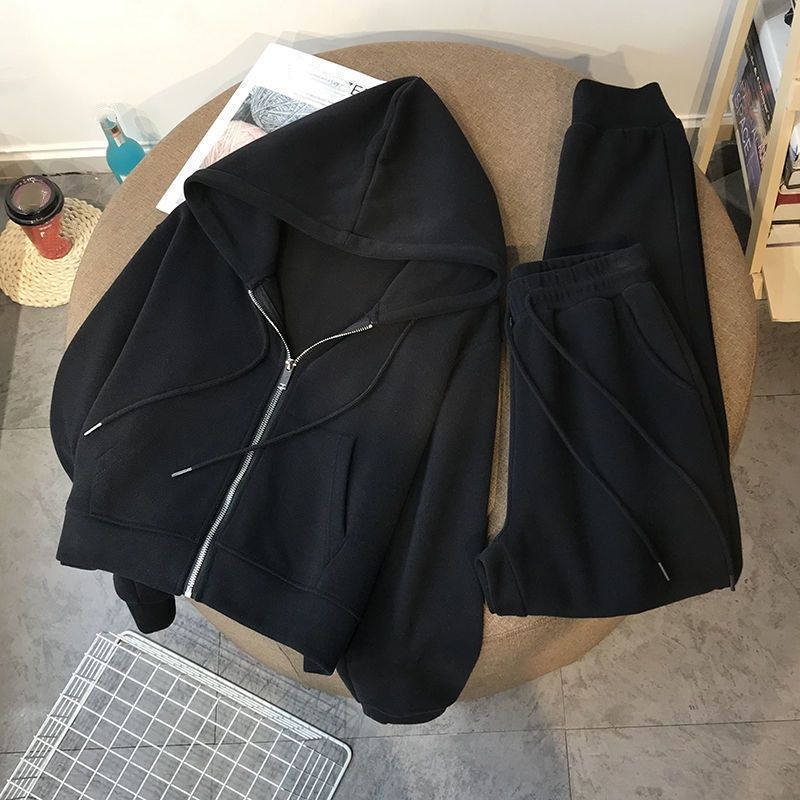 Women's Winter Hoodie Set - Cozy Fleece-Lined Pullover & Stylish Oversized Jacket Two-Piece Outfit For Casual Chic_ecoleips.com