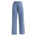 High Waist Women's Light Blue Jeans Loose Wide Leg Straight Pants Large Size Casual Cotton Denim For Girls_ecoleips.com