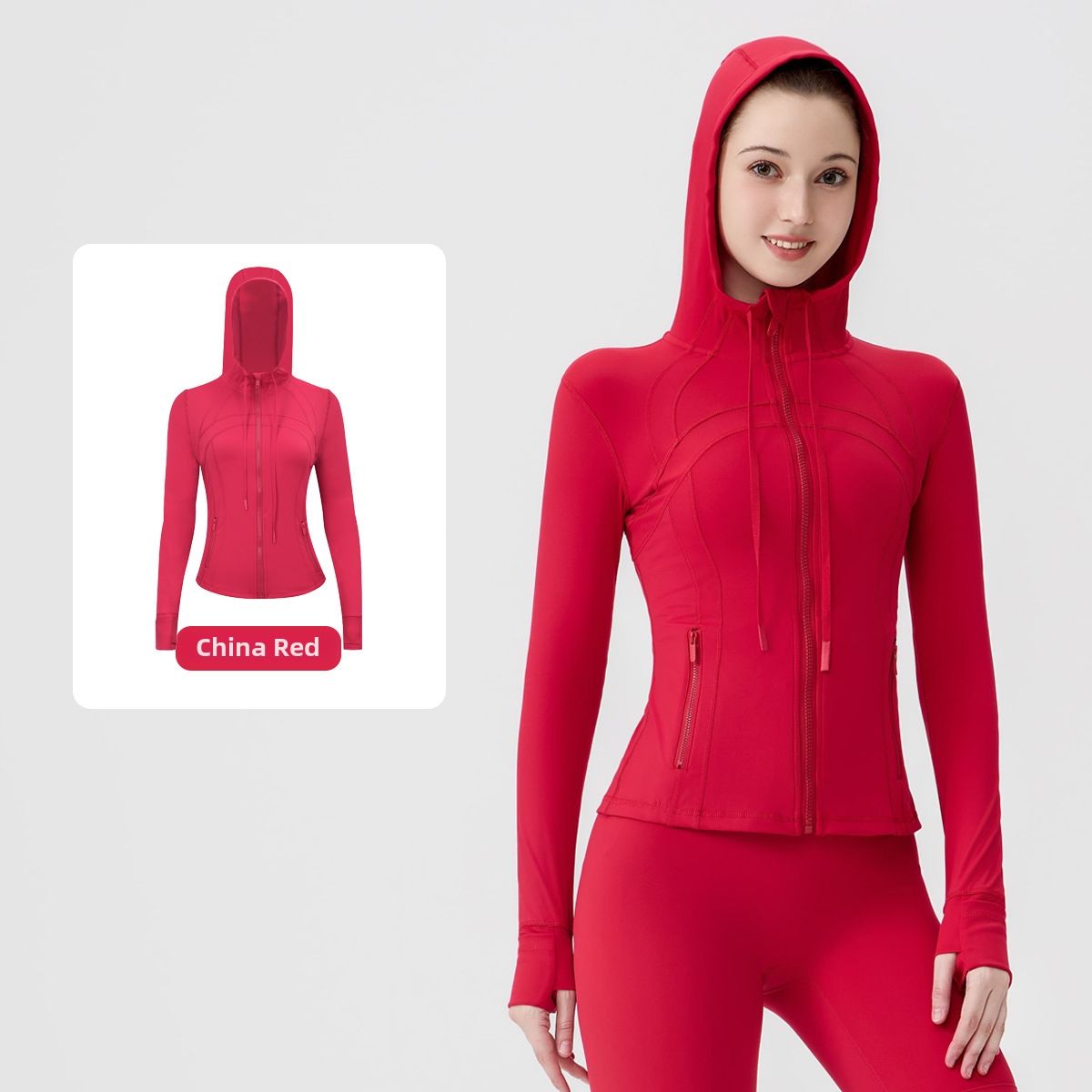 Women's Performance Hooded Jacket – Breathable Running & Yoga Zip-Up (Moisture-Wicking, Slim Fit, 40+ Colors)_ecoleips.com