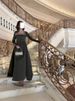 Modest Abaya Dress Elegant V-Neck Long Sleeve Party Dress – Glamorous A-Line Evening Gown With Rhinestone Detail (XS-XXL, Army Green)_ecoleips.com