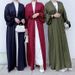 Women's Clothing Loriya Casual Cardigan Dress For Women Plus Size With Drawstring Sleeves Muslim Fashion Modest Abaya Dress_ecoleips.com