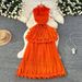 Elegant High-Waisted V-Neck Maxi Dress Sleeveless Ruffle Hem A-Line Summer Dress Light Luxury Chic Evening Gown for Women_ecoleips.com