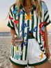 Women's Resort Style Short Sleeve Shirt And Shorts Set - Floral Print Collared Vacation Outfit For Summer_ecoleips.com