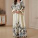 Women's Rhinestone Beaded Print Long Robe Dress For Muslim Fashion Relaxed Everyday Wear Comfortable Feshion_ecoleips.com