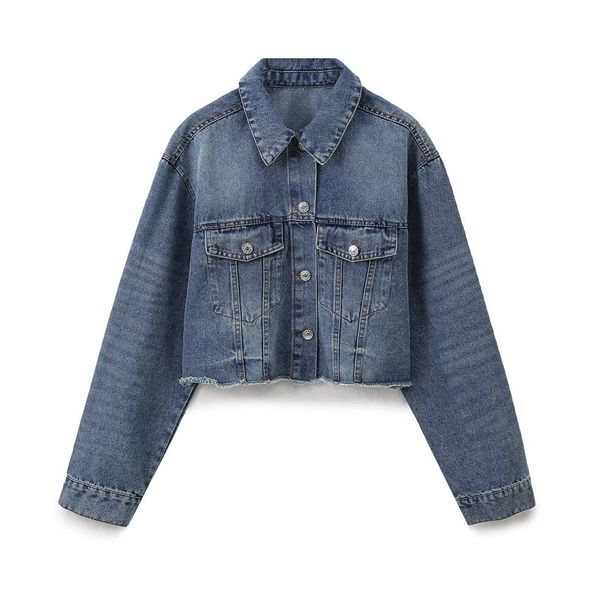 Women's Denim Jacket & Wide Leg Jeans Set - Stylish Cropped Button-Up Top With High Waist Slimming Pants For Casual & Office Wear_ecoleips.com