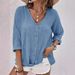 Women's Clothing V Neck Pullover Short Sleeved Loose Fitting Women's Shirt Casual Women's Top_ecoleips.com