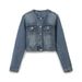 Women's Denim Jacket & Low-Rise Jeans Set - Balloon Sleeve Crop Jacket & Straight Leg Pants - Urban Casual Outfit For Streetwear & Office (XS/S/M/L)_ecoleips.com
