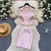 Women's Rhinestone Halter Neck Vest And Bodycon Skirt Two Piece Set Slim Fit Summer Sexy Temperament Cross Border Knit Suit_ecoleips.com