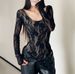 K Pure Desire Style Sexy See-Through Round-Neck Long Sleeve Bodycon Tank Top For Slim And Flirty Ladies_ecoleips.com