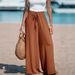 Popular Fashion Women's Wide-leg Pants Polyester Casual Style Comfortable Solid Color Women's Drawstring Loose Pants_ecoleips.com